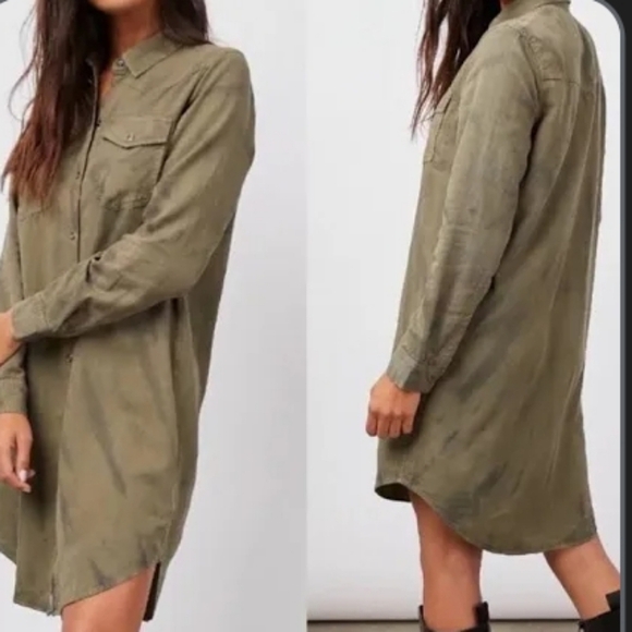 Rails Sandra Olive Black Tie Dye Button-Up Dress Shirt Lagenlook Small - Picture 12 of 12